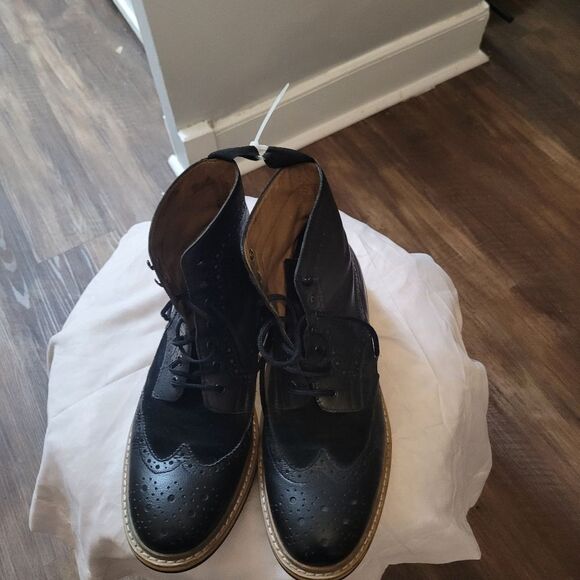 1901 Wingtip Men's boots brogue Oxford lace up leather shoes Size 11 black - Picture 13 of 15